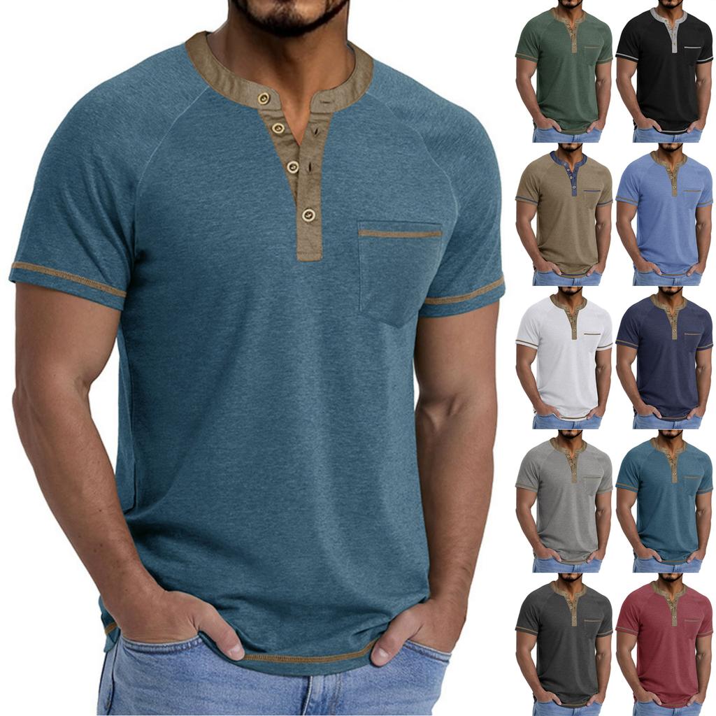 T-shirt da uomo a maniche corte con colletto Top casual con revers