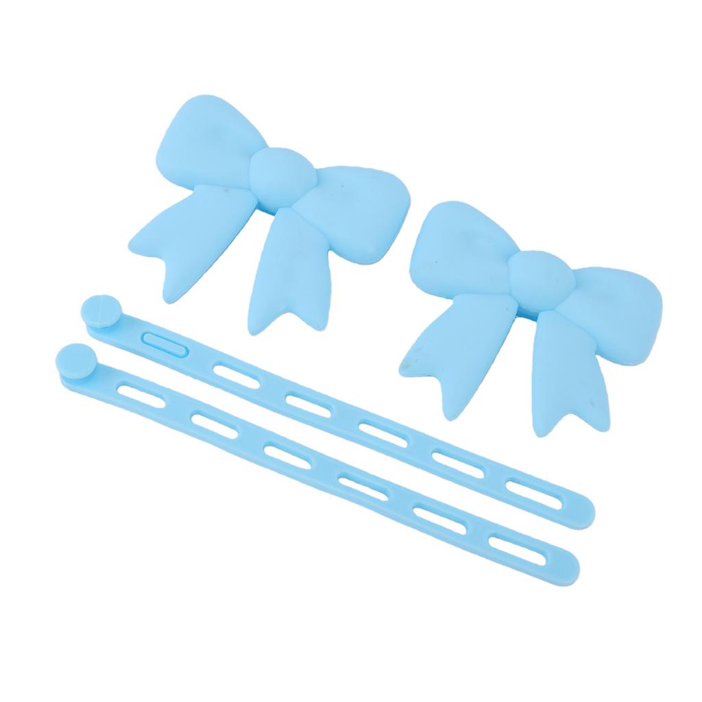 Silicone Bow Headphone Accessory Soft Fun 3D Headphone Bow Decor for Earphone Blue
