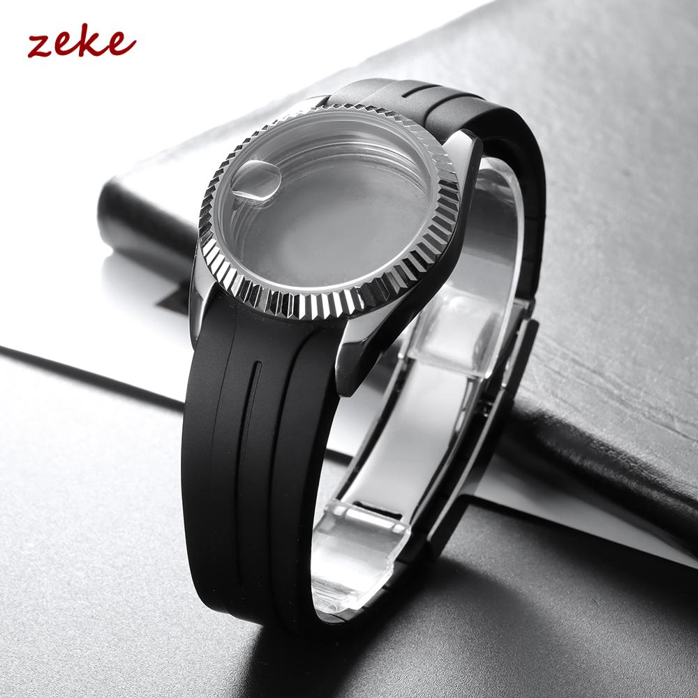Curved End Rubber Watch Strap 20mm 21mm 22mm for Rolex for Water Ghost Folding Buckle Bracelet Waterproof Silicone Wrist Band