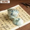 150ml Green Glaze Hand-painted Poetry Gaiwan Luxury Tea Tureen Tea Bowl With Lid Kit Tea Making Cover Bowl Drinkware Decoration