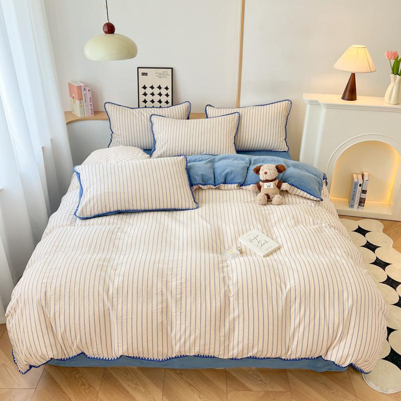 Winter Bedding Set Duvet Cover Set Ins Style A-Class 100% All Cotton Milk Velvet Cotton Velvet for Autumn Winter Soft and Warm