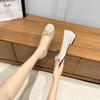 Women Comfort Slip On Flat Heels Loafers 2025 Autumn New Bow Casual Pu Leather Casual Shoes Woman Shallow Square Toe Flats Shoes