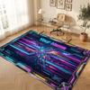 City Cyberpunk Theme Crystal Velvet Floor Rug Personalized Custom Name Text Warm Carpet Home Decoration