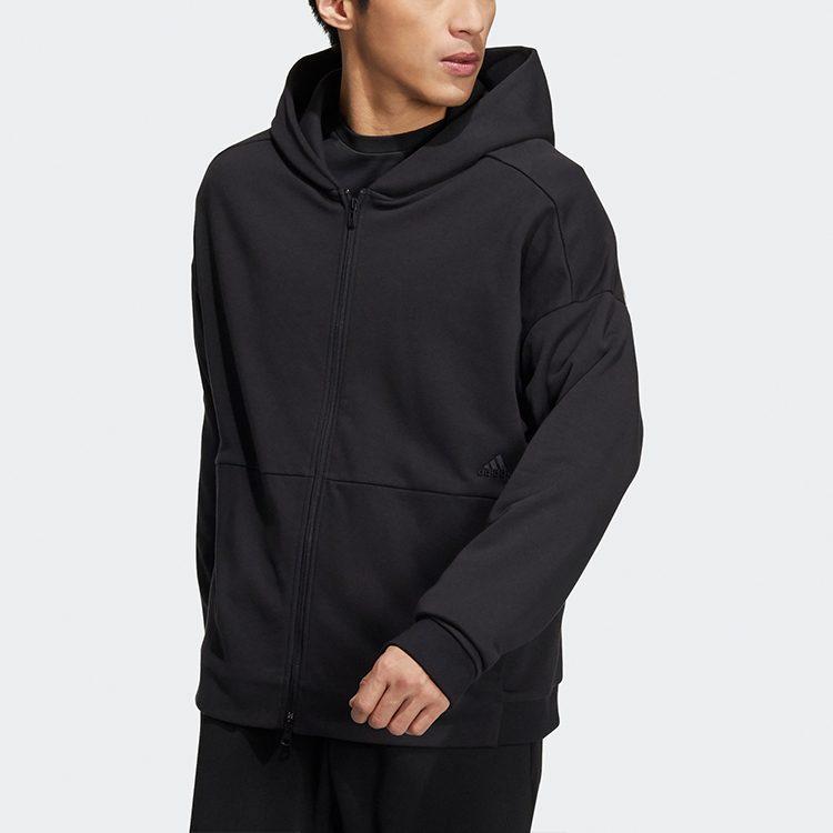 Adidas Sweatshirts Men's Black Hooded Moderate Cardigan HD0079