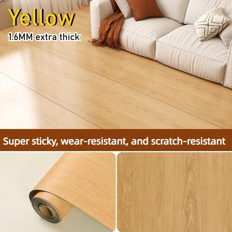 Wood Grain Floor Sticker Thickened Self Adhesive Waterproof Wear Resistant Non Slip Tile for Living Room Home Renovation Decor