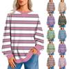 Women's Casual Striped Pullover Long Sleeve Shirt Oversized Sweatshirt