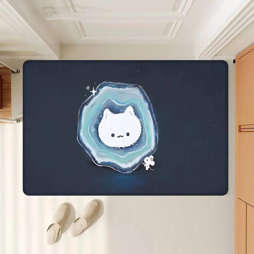 Kitty Cute And Girlish Style Floor Carpet Kids Room Bedroom Decoration Balcony Anti-Slip Doormat Living Room Hotel Decor Mat