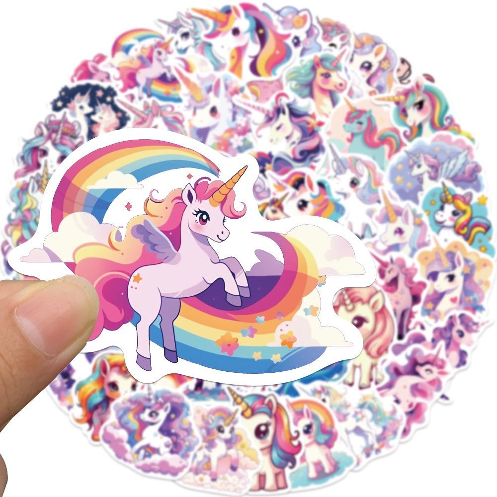 50PCS Cartoon Colorful Unicorns Stickers Aesthetic Phone Bike Wall Scrapbook Motorcycle Waterproof Sticker for Kids Toys Gifts