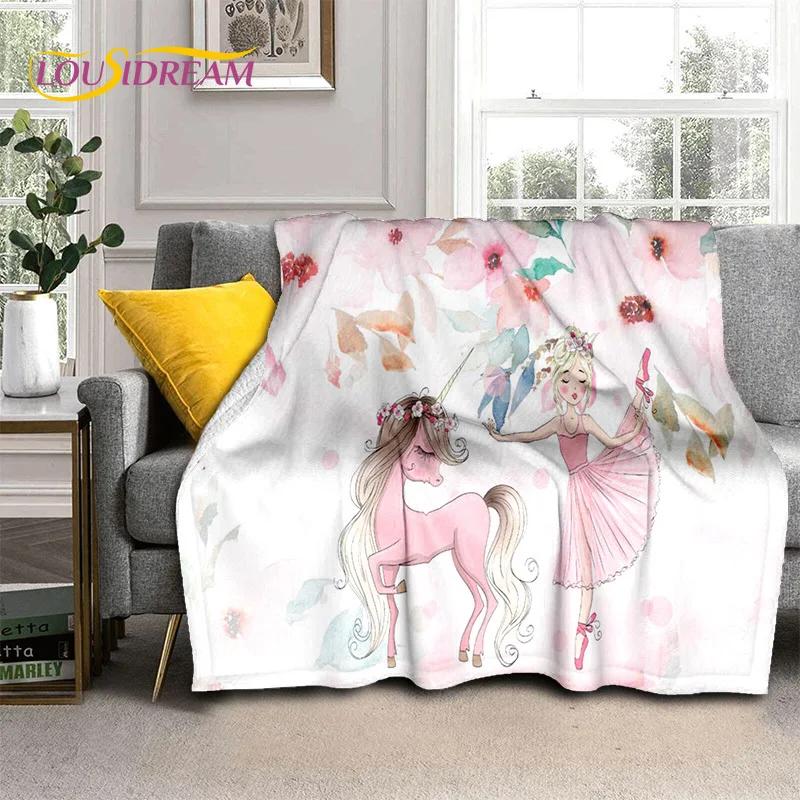 Cute Ballet Girl Ballerina Fairy Cartoon Soft Flannel Blanket for Bed Bedroom Sofa Picnic,Throw Blanket for Outdoor Leisure Gift