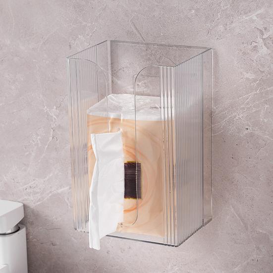 Wall Mounted Tissue Box Holder Large Capacity Transparent Design Simple