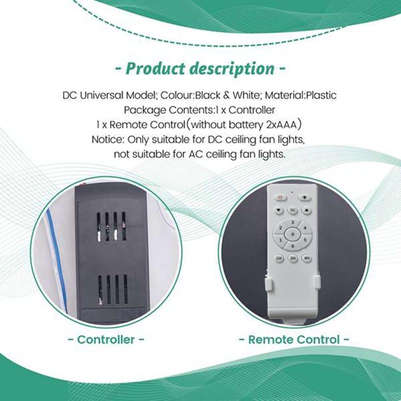 Kit de Control Remoto Universal para Ventilador de Techo Bajo Voltaje 40w DC Controladores Driver para Luz de Ventilador 6 Velocidades y Temporizador Remoto