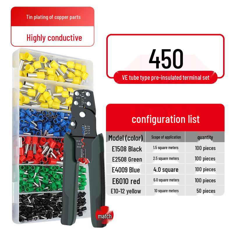 VE Cold Crimp Terminal Kit with Pliers - Quick Wiring Tool for Electricians