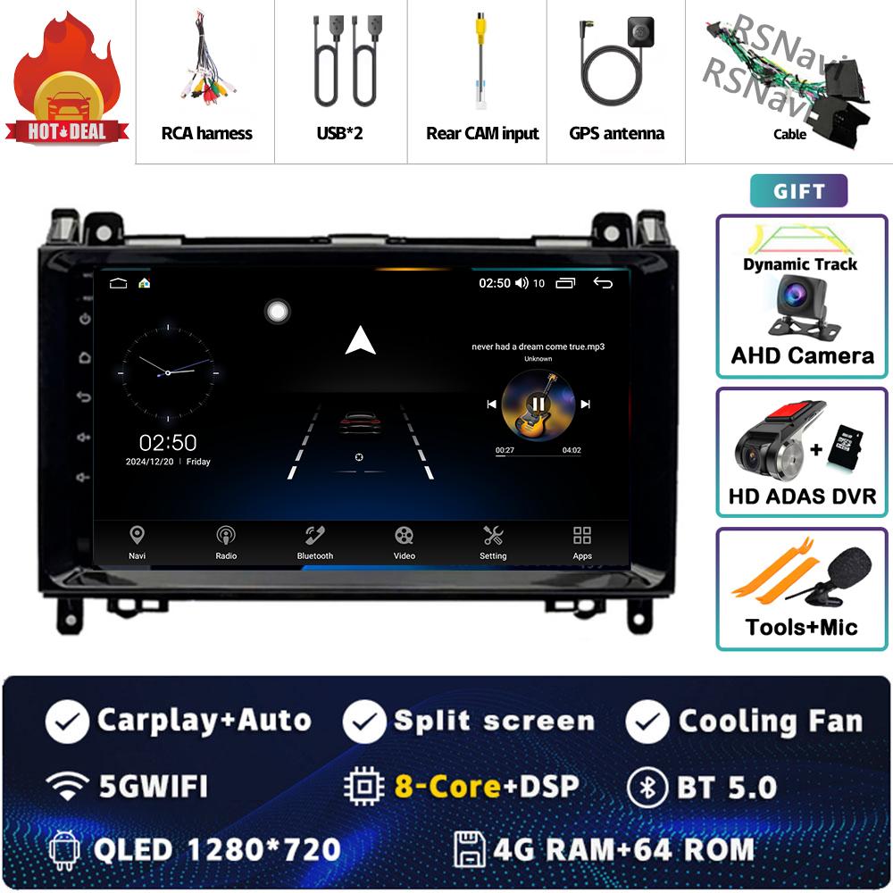Android 14 Carplay Car Radio For Mercedes Benz B200 W169 W245 Viano Vito W639 Sprinter W906 Multimedia Video Player  GPS Stereo