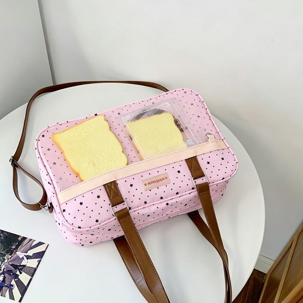 Harajuku Style Large Capacity Transparent Ita Bag Cute Polka Dot Shoulder Bag DIY Badge Display Lace Pocket Bag Commuting
