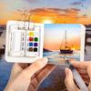 Mini Watercolor Kit Travel Watercolor Paint Set with Sketchbook Binder Clip Pen Portable Watercolor Palette with 12/24 Color Paints