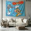 Mouse Cat Cartoon Wall Tapestry Aesthetic Wall Hanging Printed Fabric Blanket Decorative Tapestries for Bedroom Living Room Home Decor