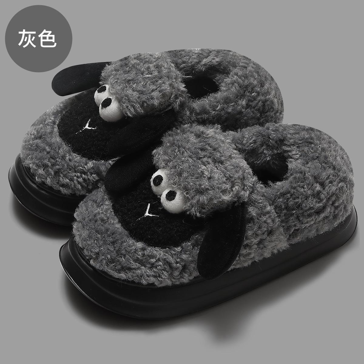 

Cartoon cotton slippers women s season cute lamb indoor home household plush warm men s cotton shoes bag heel men 44-45 Suitable for 43-44 [Inner length 27cm] сірий колір
