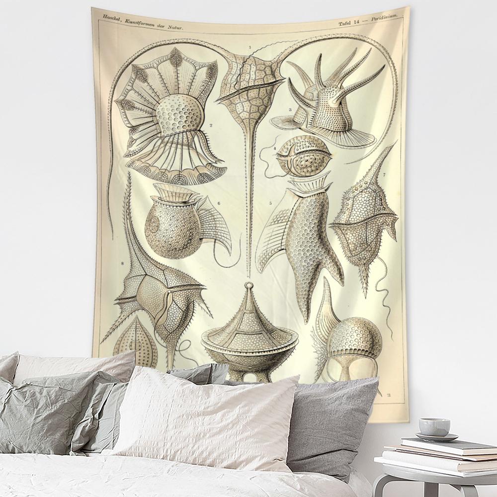 Boho Style Psychedelic Witchcraft Art Mystic Home Decor Undersea Insect Identification Map Tapestry Wall Hanging