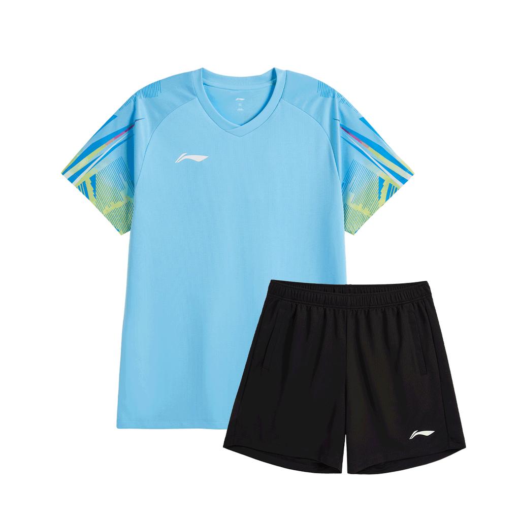 Li-Ning Quick-Dry Breathable Training Short Sleeve T-Shirt And Shorts Casual Sports Set Unisex Sets AATV081-3