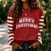 Women's Fashion Long Sleeve Christmas Print Neck Pullover Sweatshirt Top