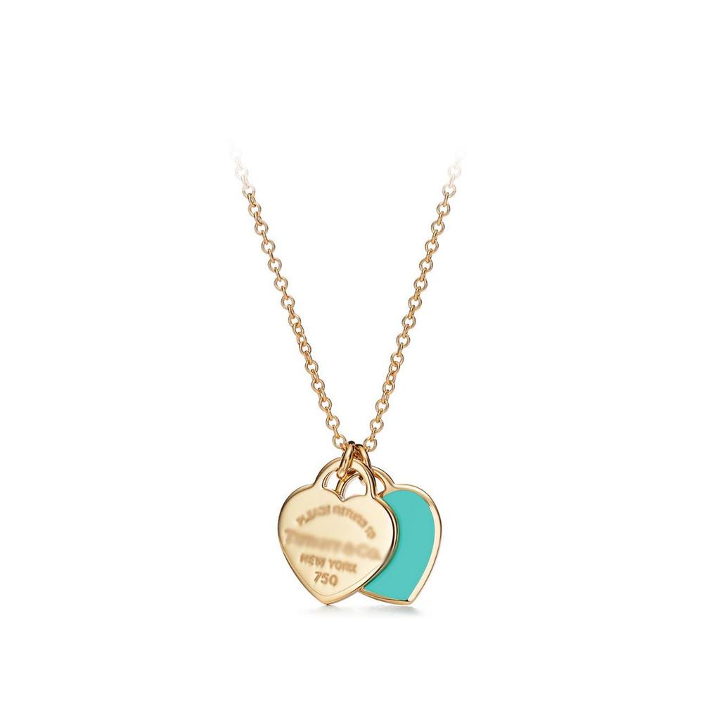 Colar Pingente Coração Clássico da Marca T com Strass, Design de Coração de Amor Banhado a Ouro