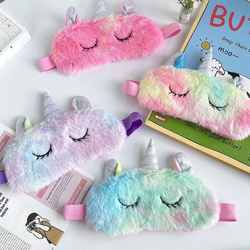 2025 Cute Unicorn Plush Light-Blocking Eye Mask for Women