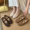 Fashion Summer New Breathable Flat Shoes 2025 Mary Janes Hollow Low Heels Single Shoes Elegant Versatile Trend Soft Soled Women Flats
