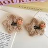 Sweet KT Cat Plaid Bow Plush Hair Clip - Cute Autumn/Winter Accessory