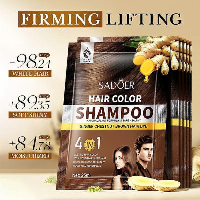 Hair Color Shampoo for Gray Hair - Natural Hair Dye Shampoo with Argan Hair Mask - Travel Size - Colors Hair In Minutes - Long Lasting Colour - 10pack