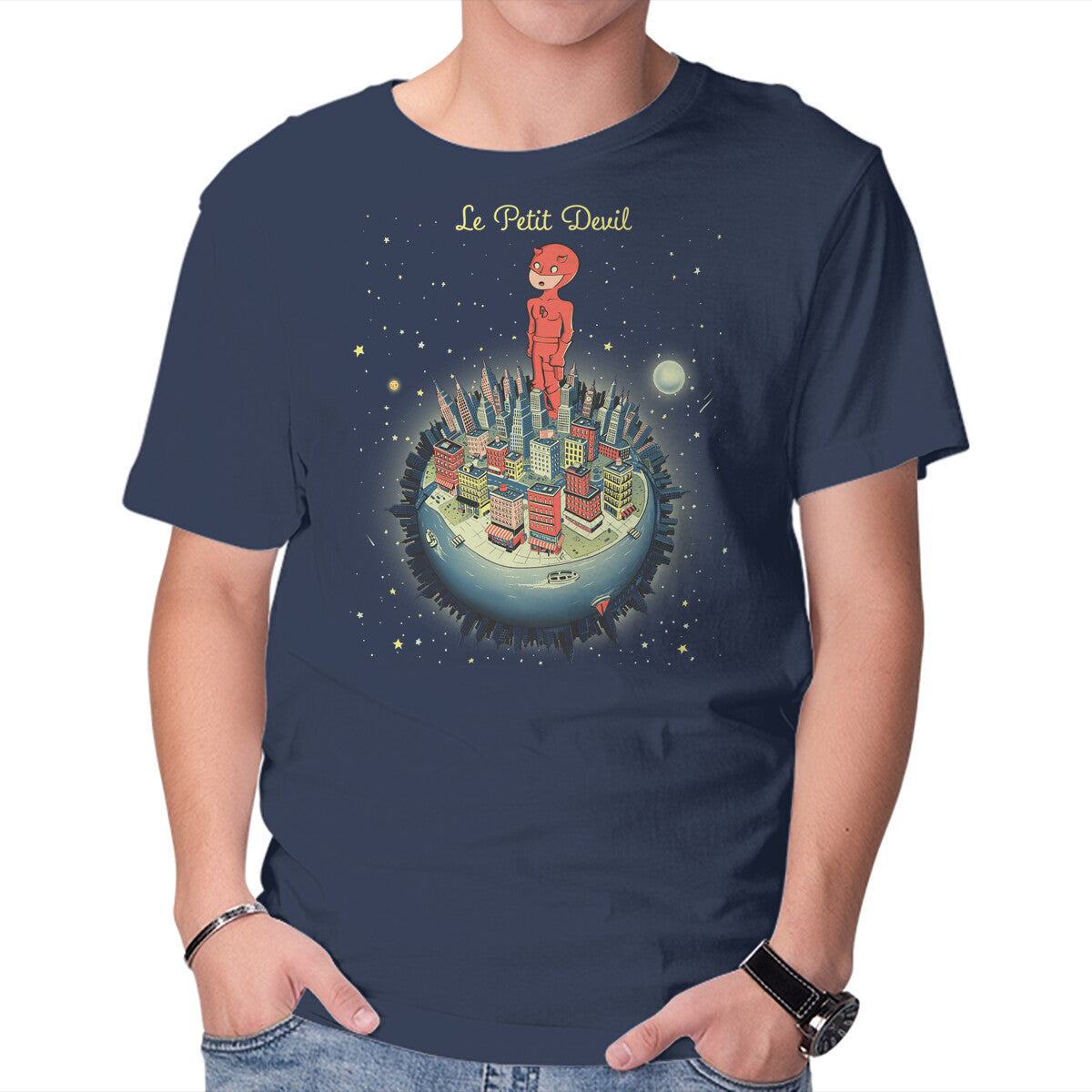 Unisex Crew Neck T-Shirt Le Petit Devil Graphic Short Sleeve Casual Tee L