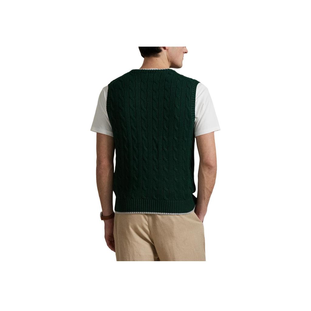 Polo Ralph Lauren Zopfstrick Baumwolle Ärmellose Weste Herren Oberteile Grün 710970288-002