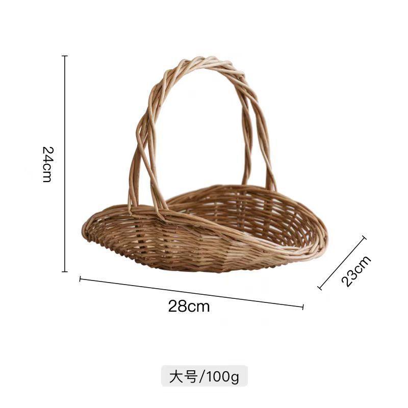 Cesta de Cosecha de Mimbre Tejida a Mano con Asa Cesta Portátil de Almacenamiento para Recolección de Flores Verduras y Flores Almacenamiento en Casa
