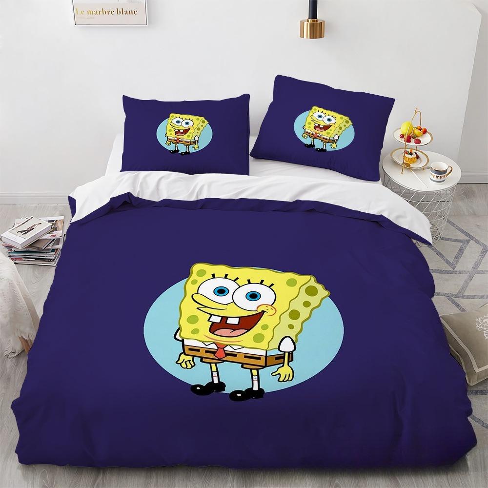 Sponge yellow baby Duvet Cover Set 2pcs,Cartoon Quilt Cover set and Pillowcase 75*50cm with Zipper Closure for Children And Girl
