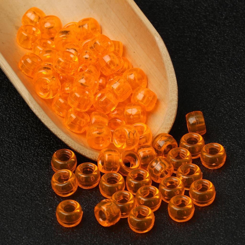 100 bucăți/pungă 6x9 mm mărgele ponei în vrac, mărgele ponei transparente pentru kit de fabricare a brățărilor, margele Kandi, margele de păr pentru împletituri, margele artizanale pentru realizarea de bijuterii