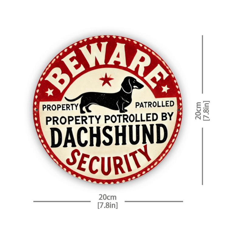 

x Inch Humorous Vintage Style Metal Sign Featuring a ShortLegged Tall Stature Police Dog on Patrol Perfect for Home 20x30cm（7.8x11.8inch）