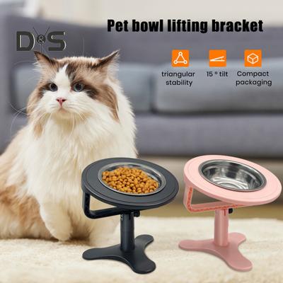 Raised Cat Food Bowl Adjustable Tilted Stainless Steel Pet Bowl Non-slip Elevated Cat Feeder for Indoor Cats Dogs