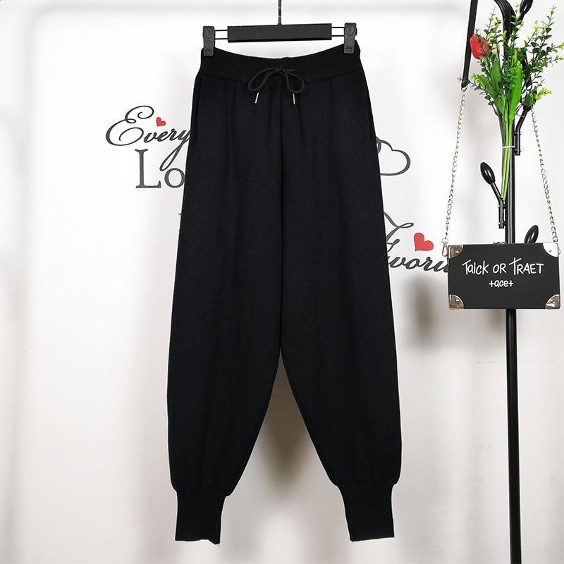 Korean High-Waist Knit Harem Pants for Women