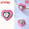 Original Charms Copper Cute Pink Heart-Shaped Cat Paw Beads Fit Charms Plata Bracelets For Women Jewelry Making Gifts
