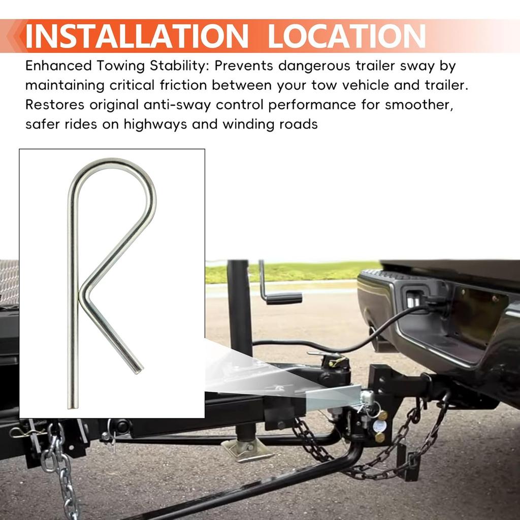 01004 Sway Control Replacement Pin, Hitch P Clip R Clips, Fits Camping Trailer RV Caravan Tractors Mower Clips (4 Pack)