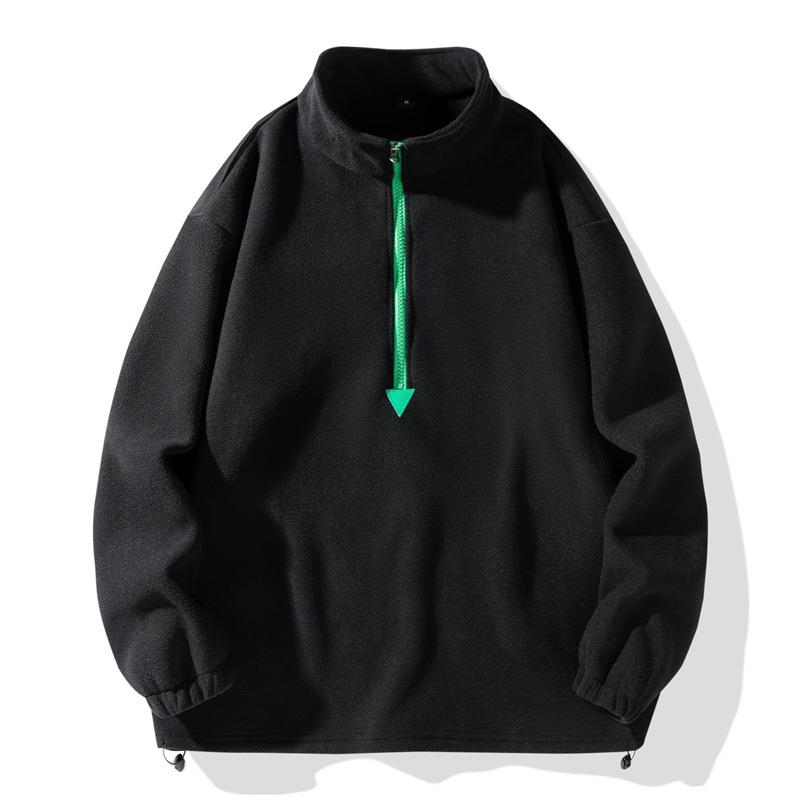 

Spring and Autumn Round Neck Stand Up Sweater Loose Casual Sweater Casual Versatile Top for Men M чёрный