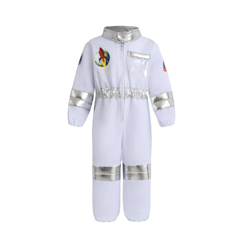Kids' White Astronaut Costume Space Suit Jumpsuit with Gloves & Hat for Halloween