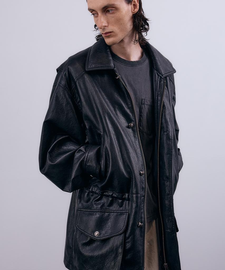 Nuakle (M) Safari Faux Leather Jacket_Black
