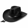 Wind Lanyard Fedora Sun Hat Wide Curved Brim Wide Brim Cap Retro Western Cowboy Hat  Outdoor Travel
