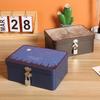 Lockable Retro Tin Box for Cosmetics, Documents, and Jewelry Storage