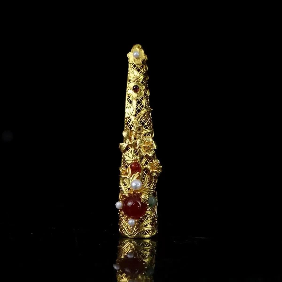 Ancient Chinese Palace Style Nail Armor Cover, Qing Dynasty Harem Imperial Concubine Bridal Accessories resizable красный