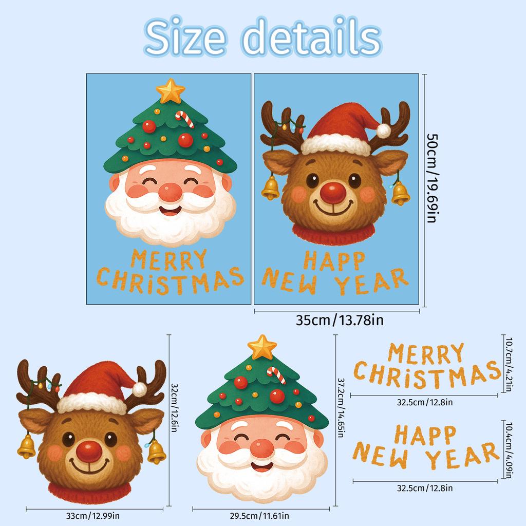 Santa Claus Static Sticker Christmas Tree Elk Decoration Glass Window Sticker Shower Dressing Sticker