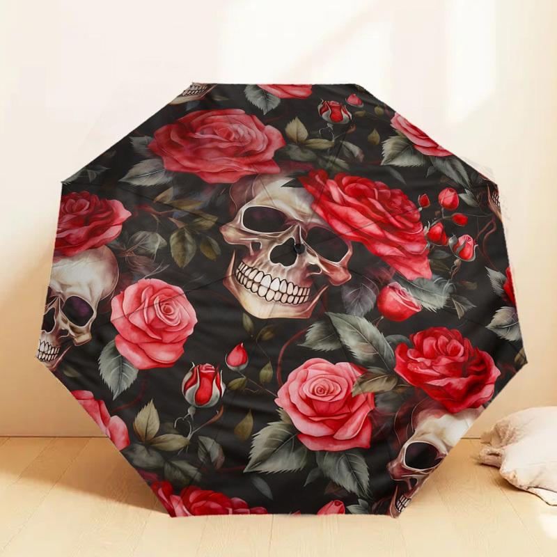 

1 шт. Зонт с узором из черепов и роз, автоматический, высококачественный, для путешествий, c1128161