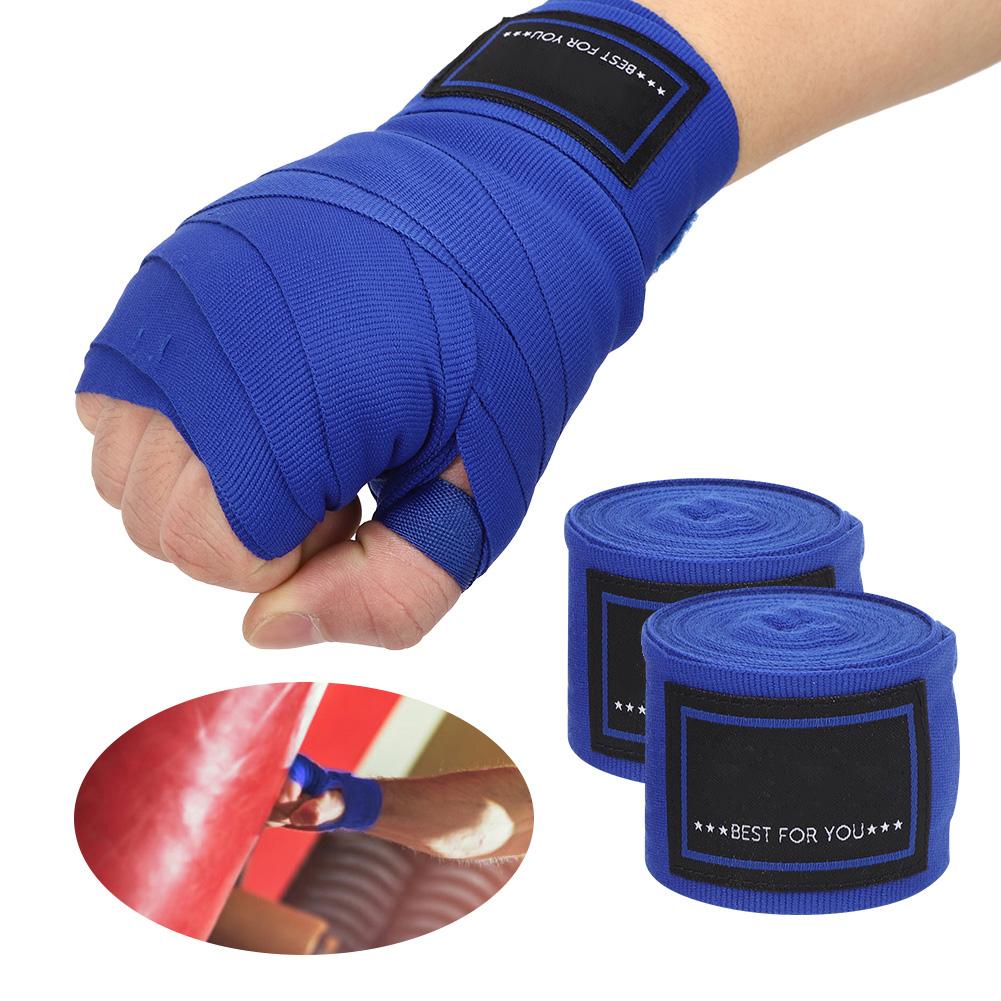 A Pair of Blue Elastic Boxing Fixing Belt Hand Guard All Cotton Sanda Muay Thai Sport Protective Gear
