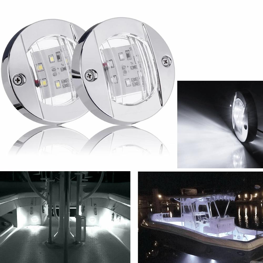 1-4pcs Blue+White Marine Boat LED Deck Courtesy Lights Waterproof Stern Transom Lamp