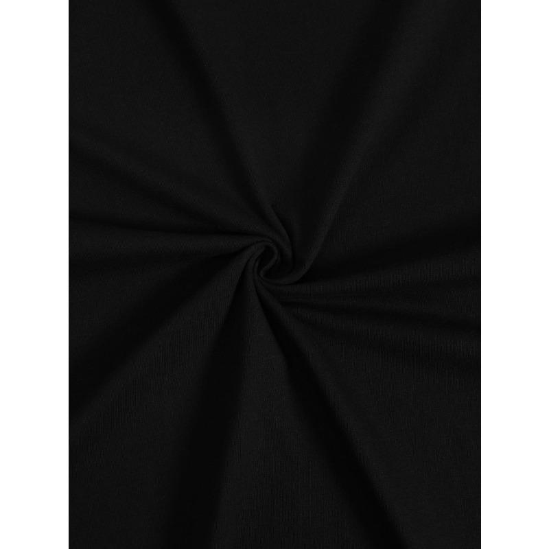 European Sizes Men's & Gothic Pastel Goth T-Shirt - Heavyweight Black Tee with Neon Glow Cat & Moon Design